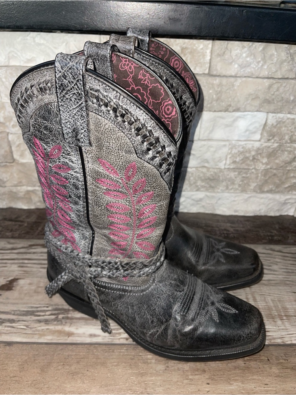 Laredo Women's Fern Cowgirl Boots Grey / Pink Size 8